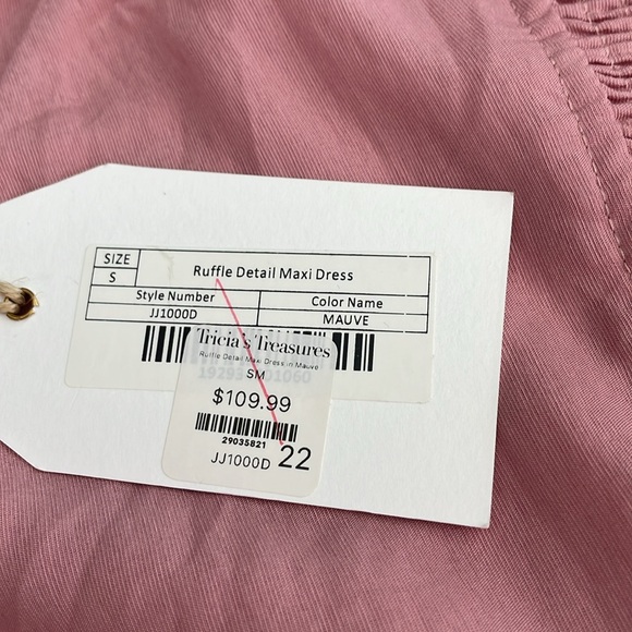 Free the roses ruffle detail mauve maxi size S NWT - Picture 10 of 13